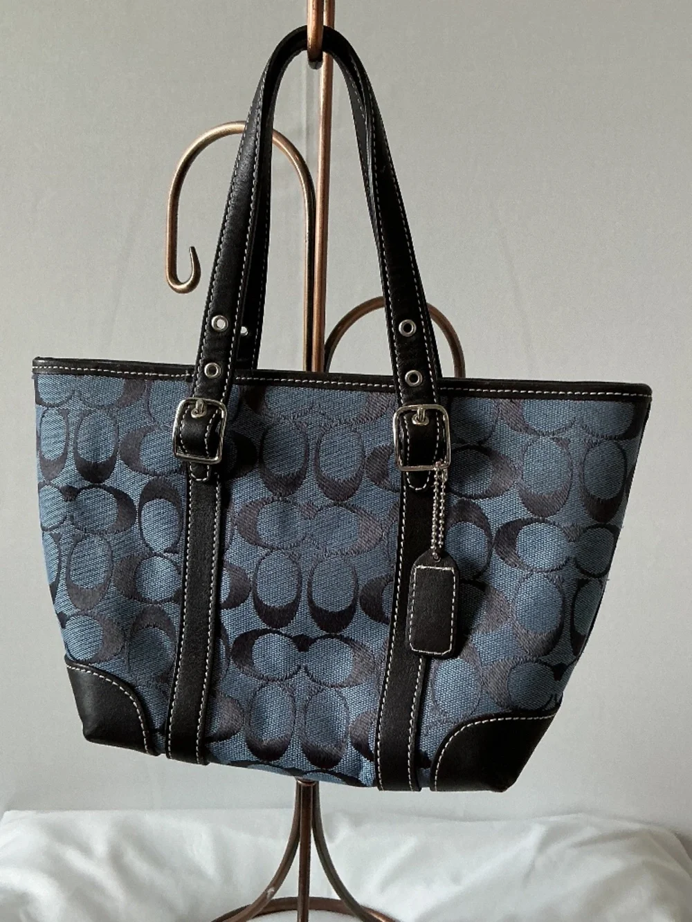 VINTAGE Y2K Coach Hampton Mini Signature Tote Blue Canvas 6043 (Oct 2002)